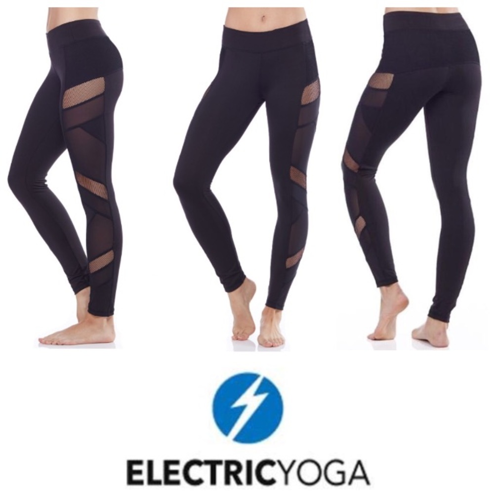 SOLD!  NEW Electric Yoga Sexy Mesh Panel leggings - Picture 2 of 7